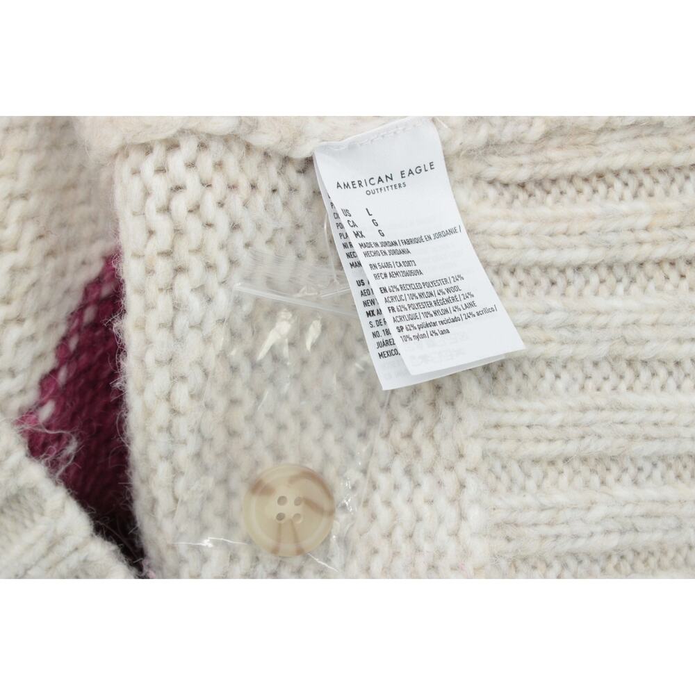American Eagle Striped Cardigan Sweater Women's L Retro Hip Knit Button Up Crop - Picture 5 of 8